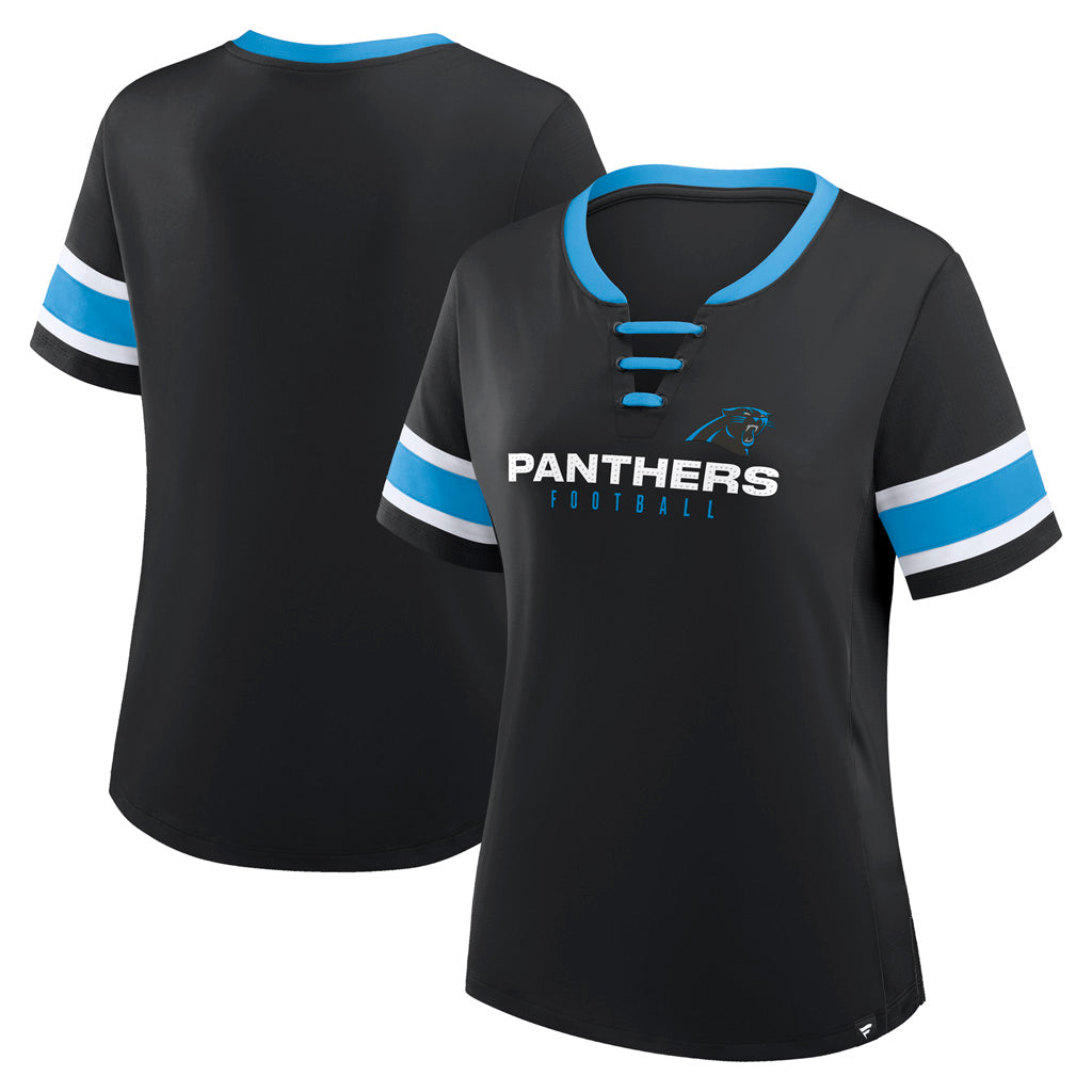 NFL Carolina Panthers Women's Fanatics Draw Play Athena Lace-Up Top - Black