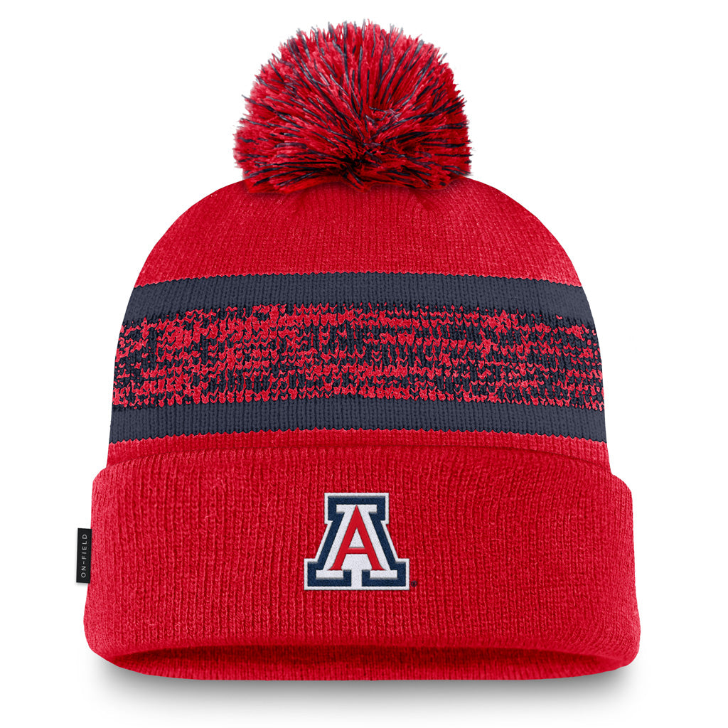 NCAA Arizona Wildcats Nike Peak Primary Cuff Pom Beanie Hat - Red