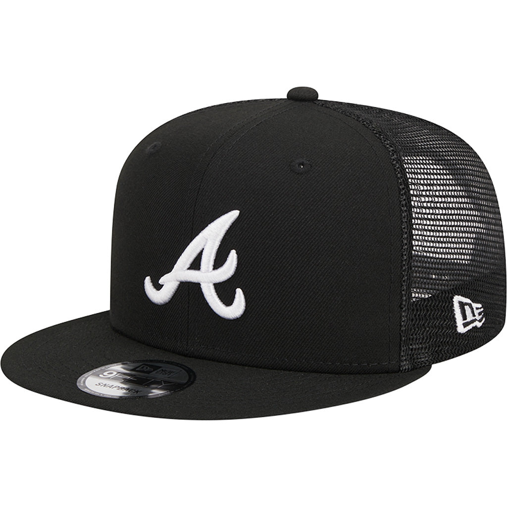 MLB Atlanta Braves New Era Black & White 9FIFTY Snapback Trucker Hat - Black