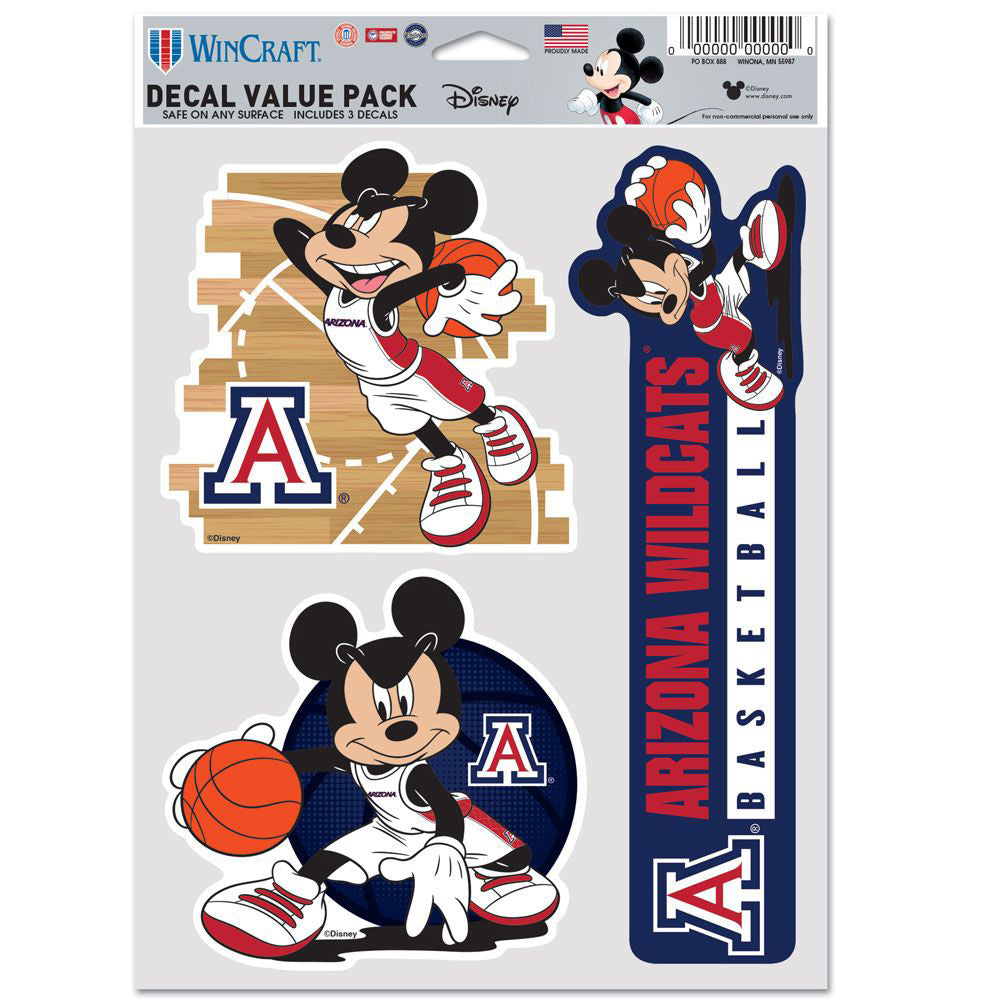NCAA Arizona Wildcats WinCraft Disney Basketball 3-Pack Decal Set