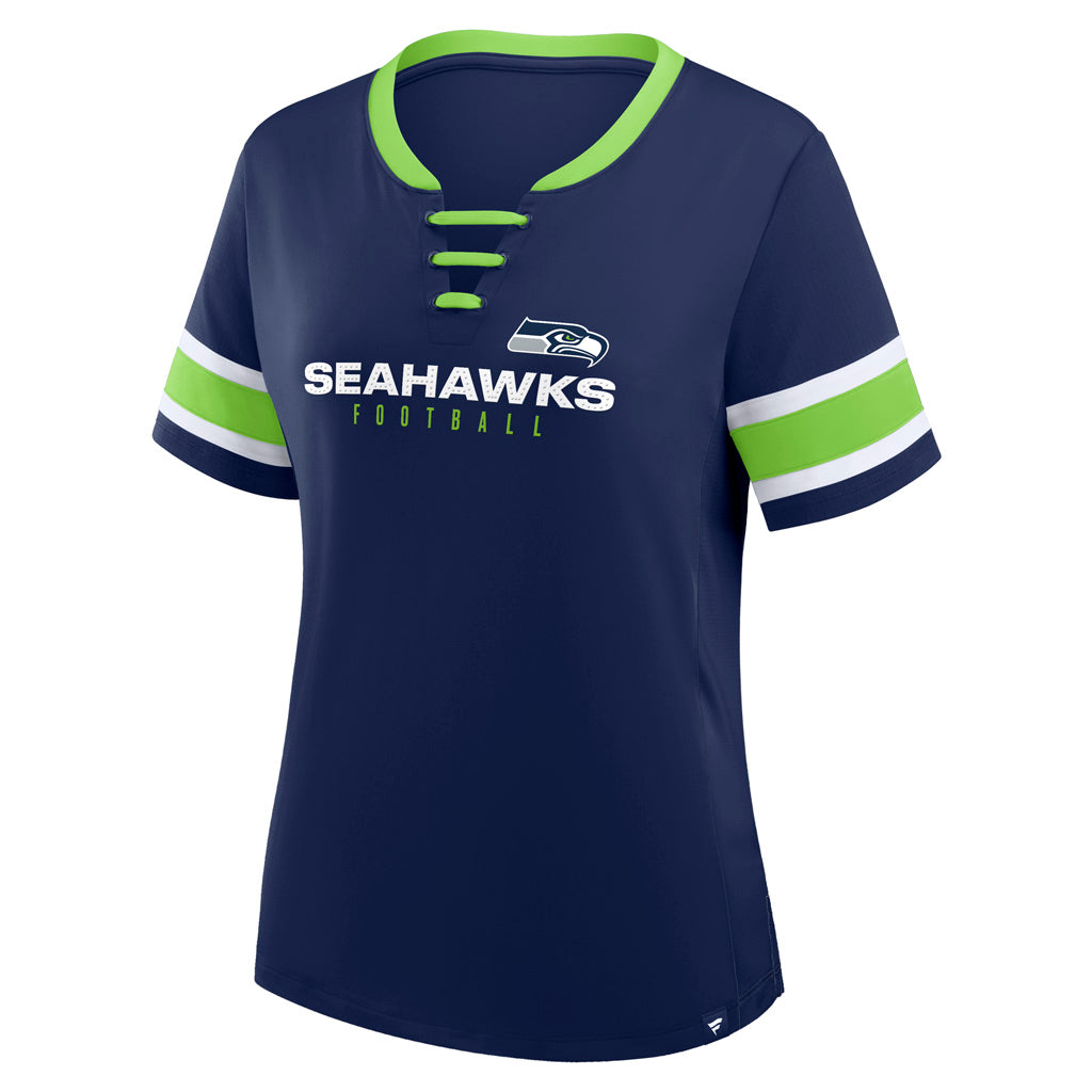 NFL Seattle Seahawks Women's Fanatics Draw Play Athena Lace-Up Top - Navy