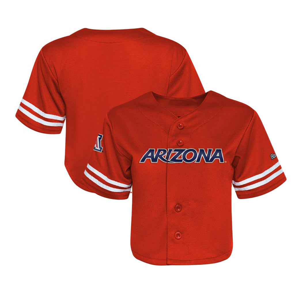 NCAA Arizona Wildcats Women's Hype & Vice Cropped Baseball Jersey Top - Red