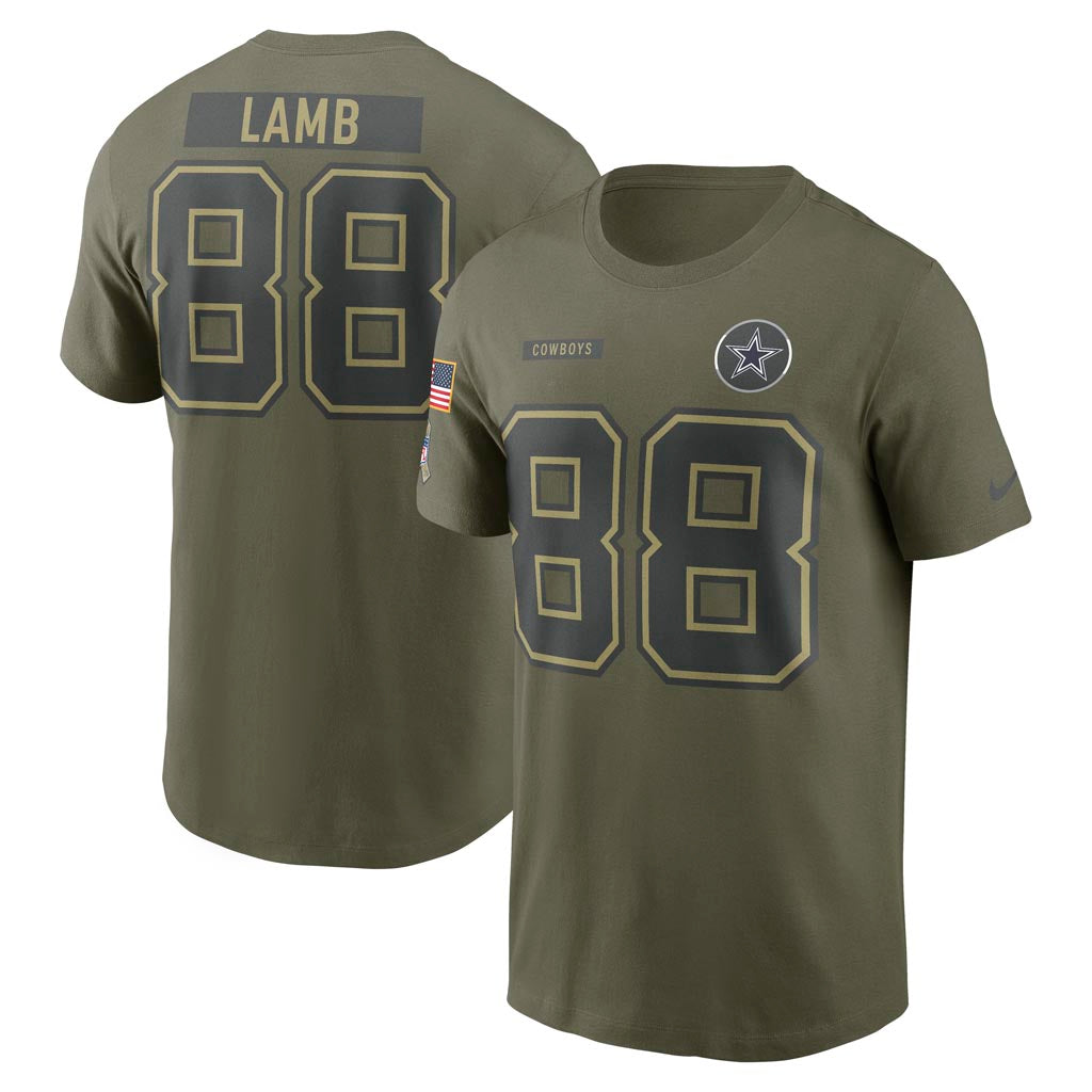 NFL Dallas Cowboys Ceedee Lamb Nike 2025 Salute to Service Name & Number T-Shirt - Green