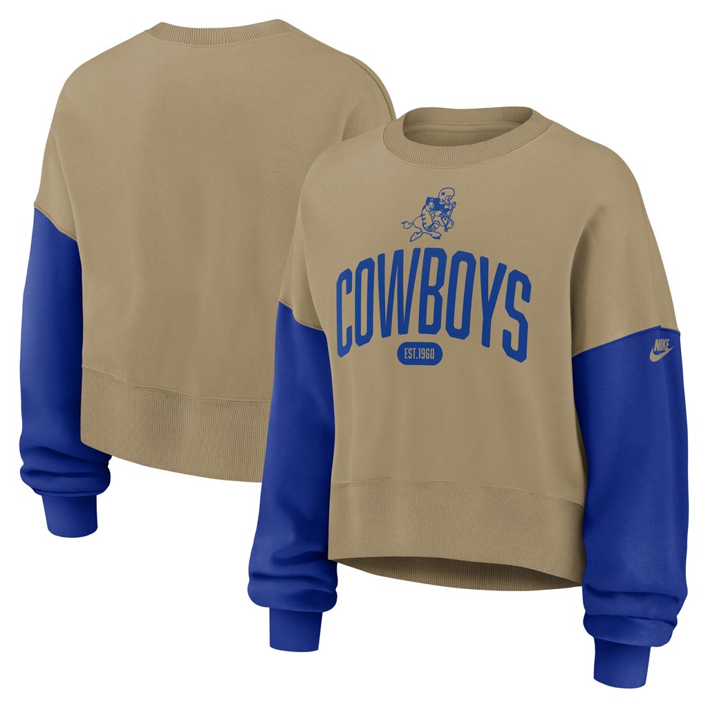 NFL Dallas Cowboys Women's Nike Rewind Oversized Crew Sweatshirt - Brown