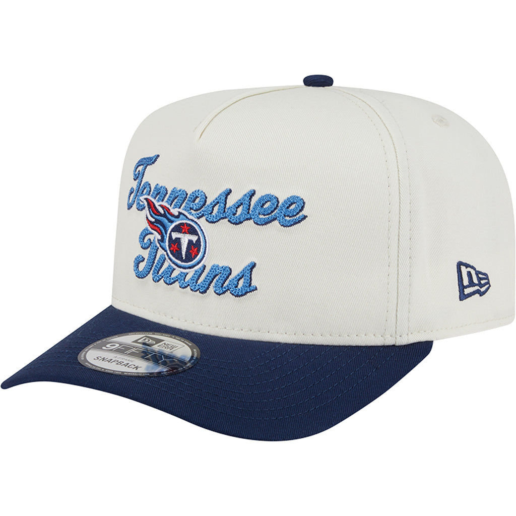 NFL Tennessee Titans New Era Chainstitch Two-Tone 9FIFTY A-Frame Snapback Hat - Cream