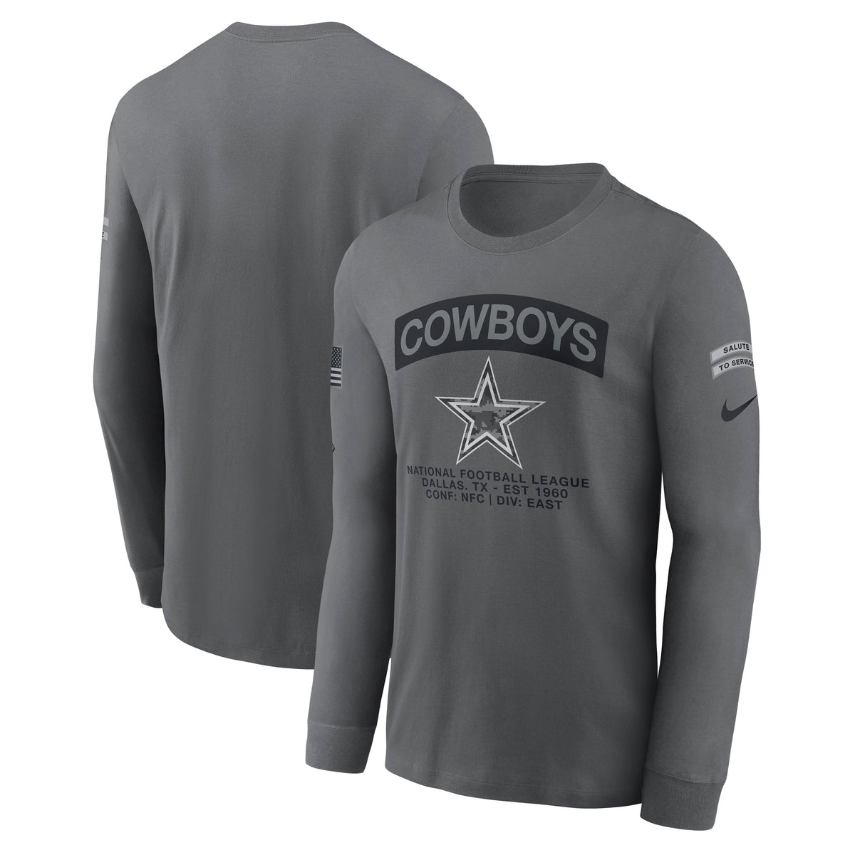 NFL Dallas Cowboys Nike 2026 Salute to Service Long Sleeve T-Shirt- Gray