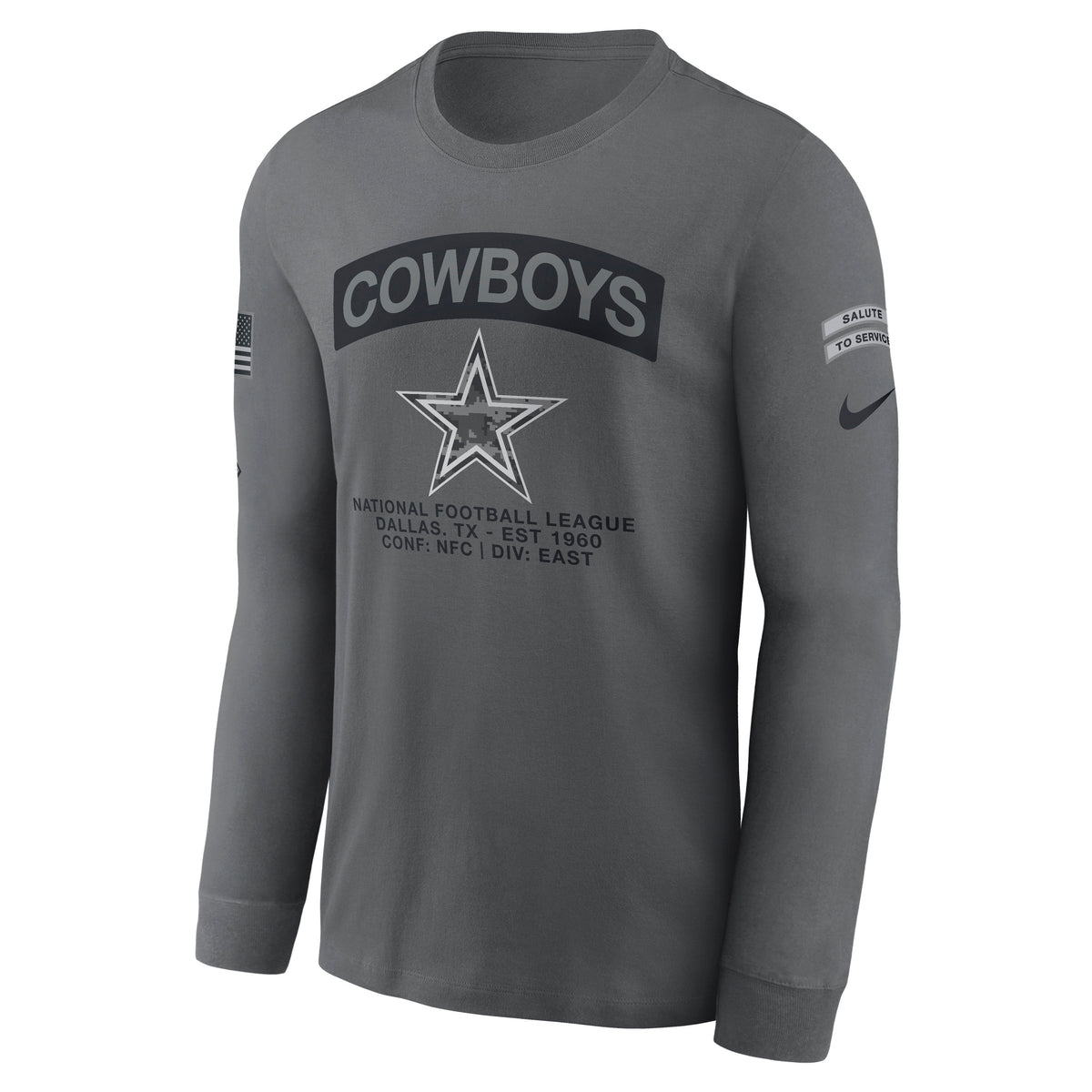 NFL Dallas Cowboys Nike 2026 Salute to Service Long Sleeve T-Shirt- Gray