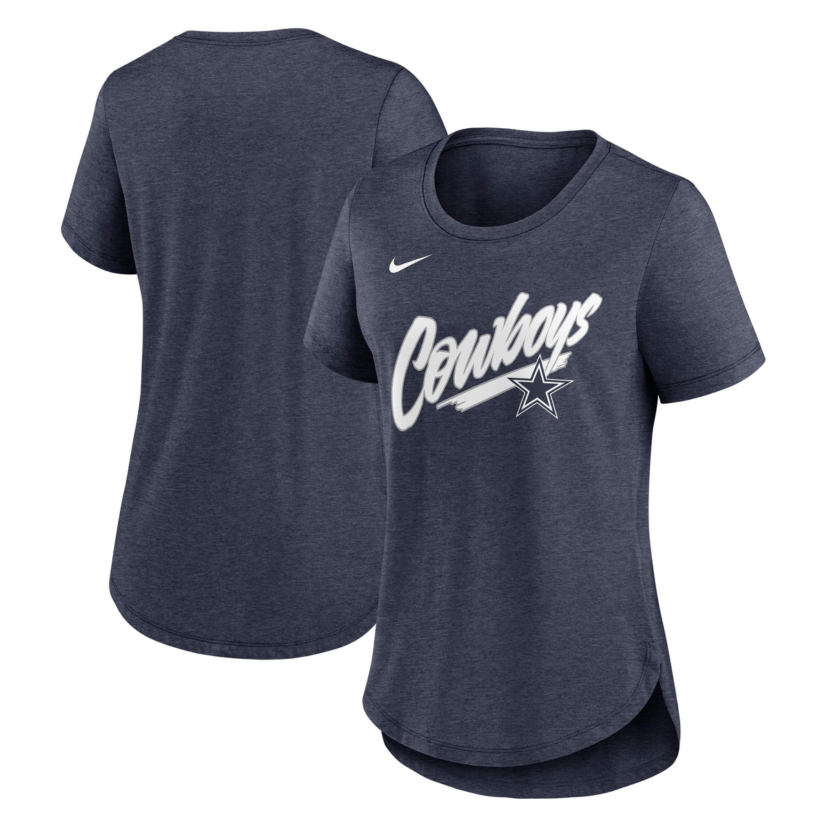 NFL Dallas Cowboys Women's Nike Script Triblend Fashion Top- Navy