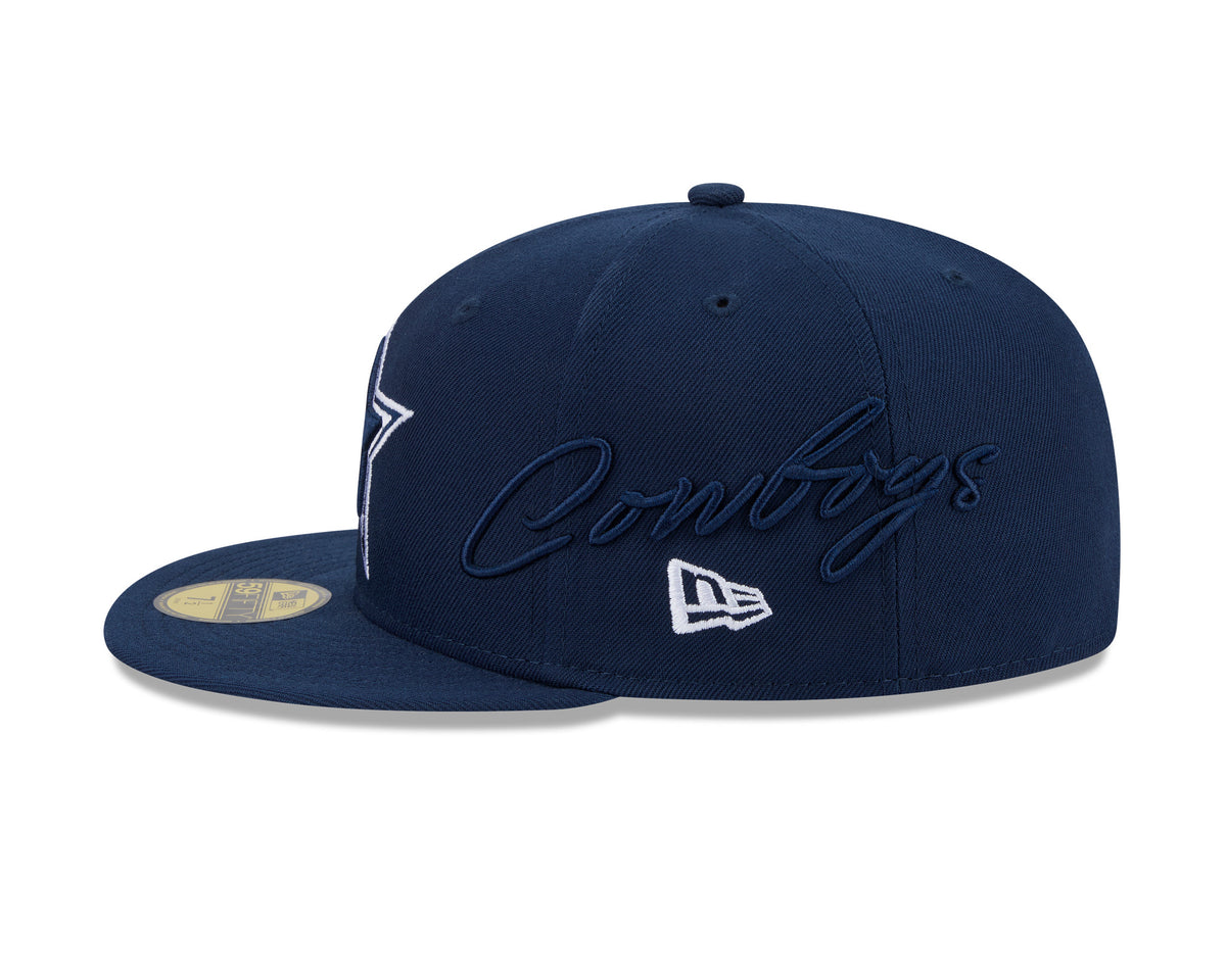 NFL Dallas Cowboys New Era Side Script 59FIFTY Fitted Hat- Navy