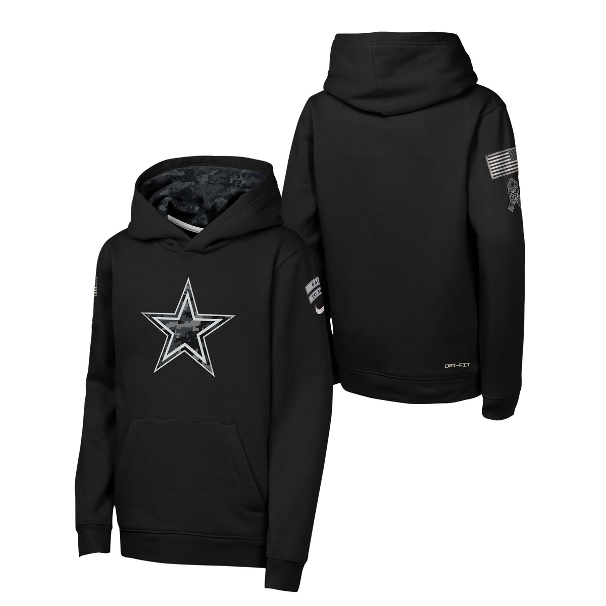 NFL Dallas Cowboys Youth Nike 2026 Salute to Service Hoodie- Black