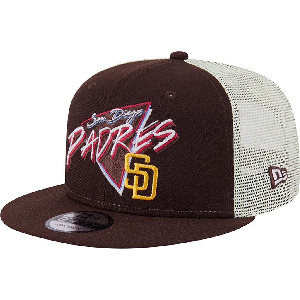 MLB San Diego Padres New Era Neon Trucker 9FIFTY Snapback Hat - Brown