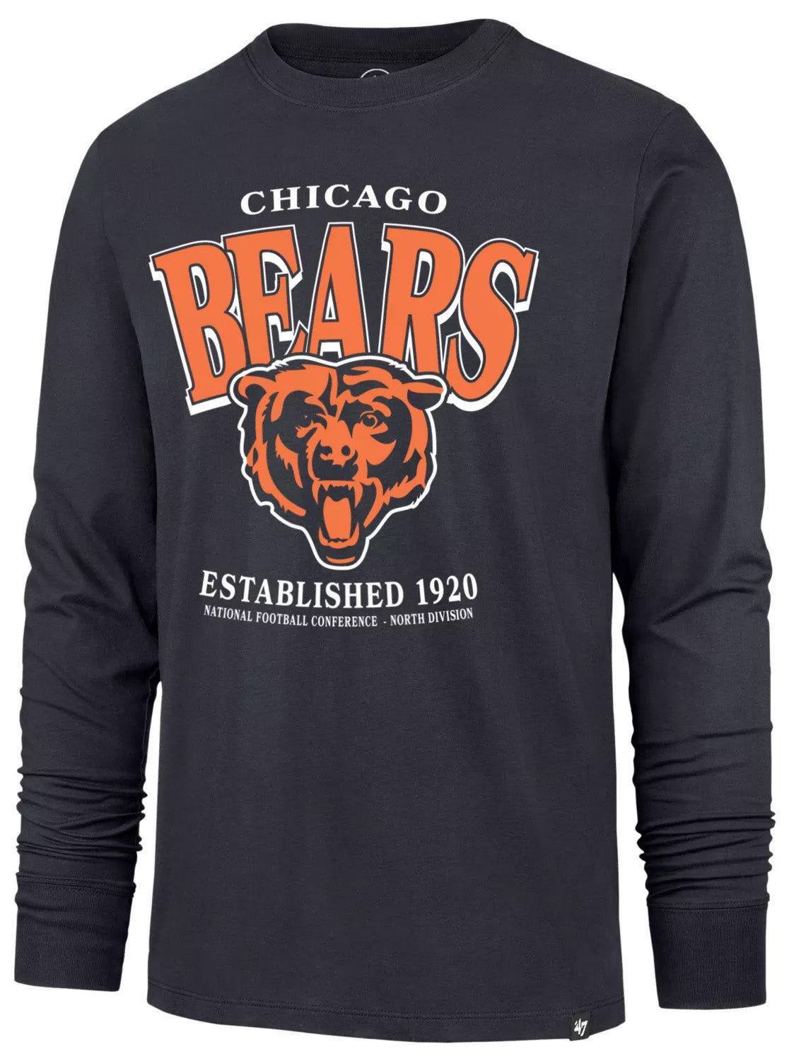 NFL Chicago Bears '47 Checkdown Franklin Long Sleeve T-Shirt- Navy
