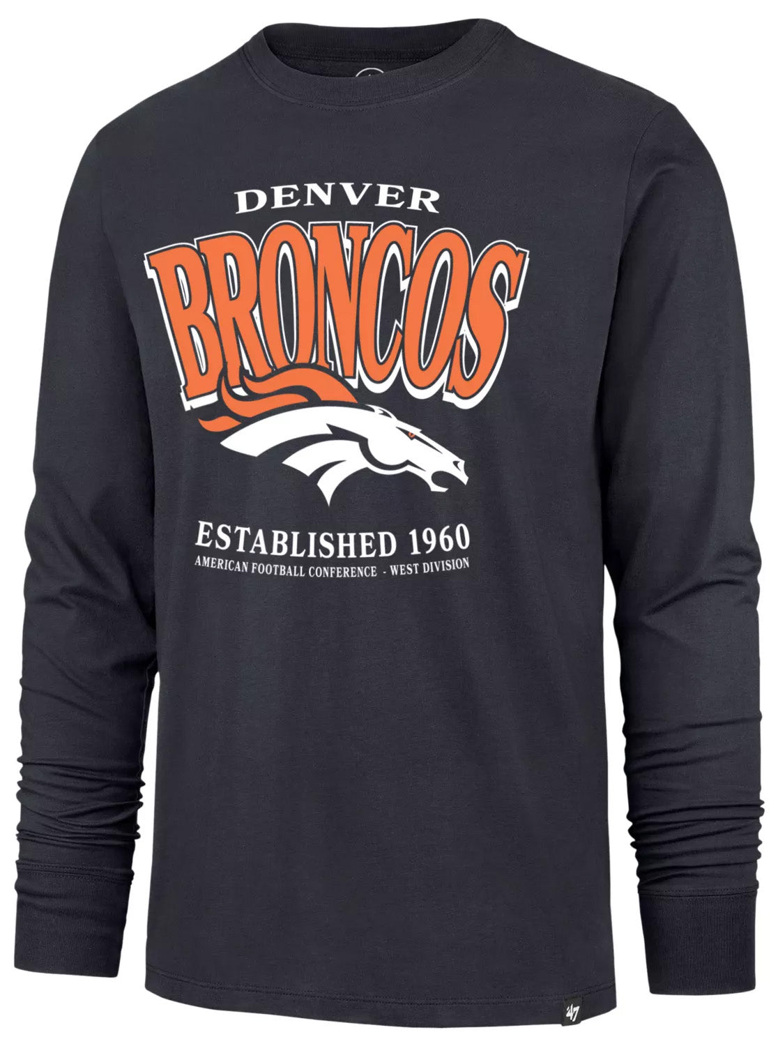NFL Denver Broncos '47 Checkdown Franklin Long Sleeve T-Shirt- Navy