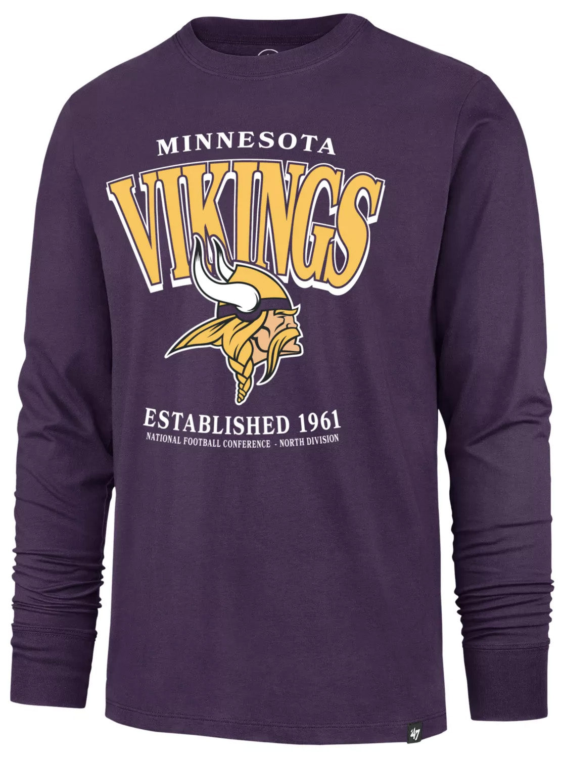 NFL Minnesota Vikings '47 Checkdown Franklin Long Sleeve T-Shirt- Purple