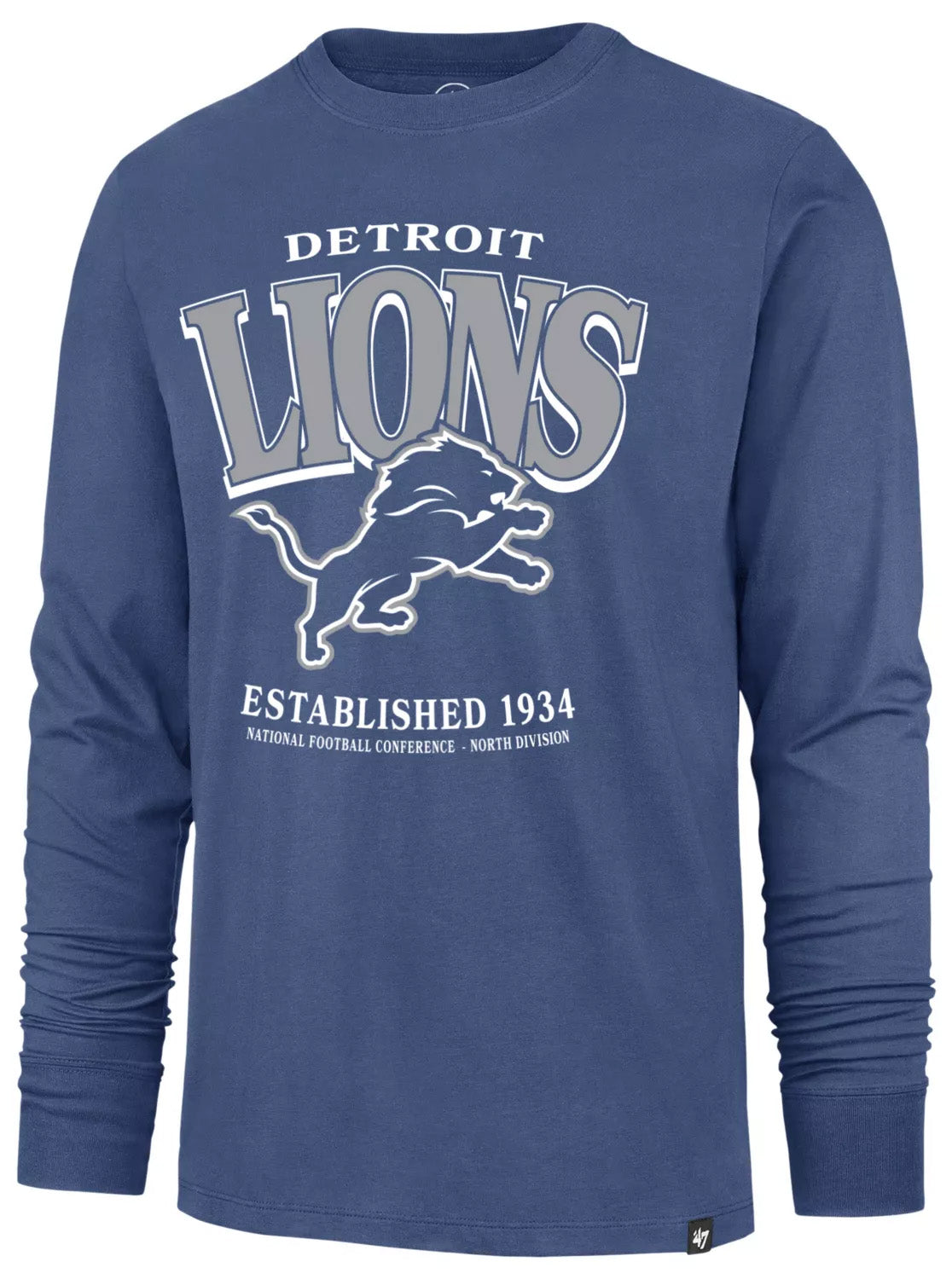 NFL Detroit Lions '47 Checkdown Franklin Long Sleeve T-Shirt- Blue