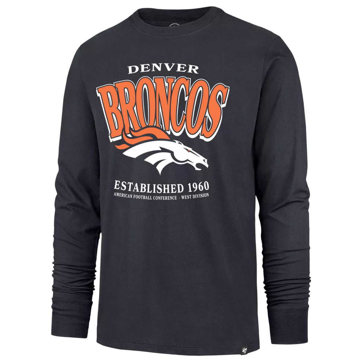 NFL Denver Broncos '47 Checkdown Franklin Long Sleeve T-Shirt- Navy