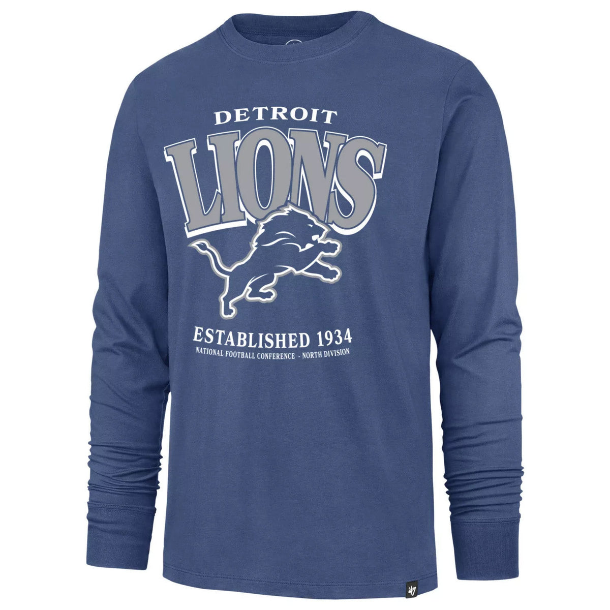 NFL Detroit Lions '47 Checkdown Franklin Long Sleeve T-Shirt- Blue