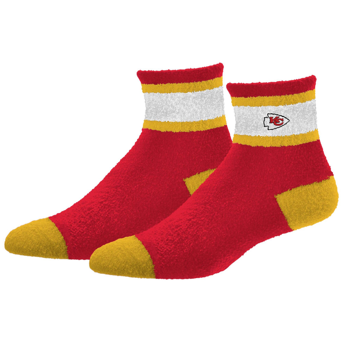 NFL Kansas City Chiefs For Bare Feet Cuff Stripe Sock- Red