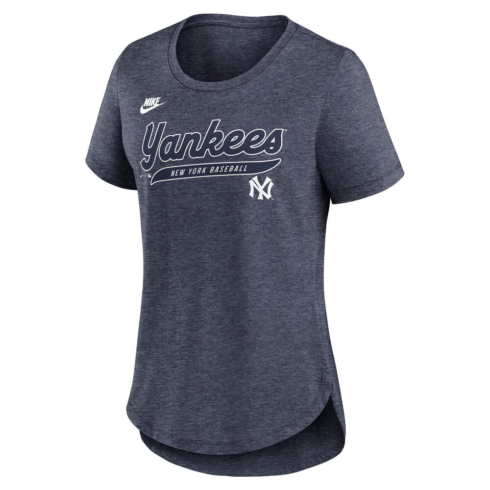 MLB New York Yankees Women's Nike Cooperstown Tri-Blend T-Shirt - Navy