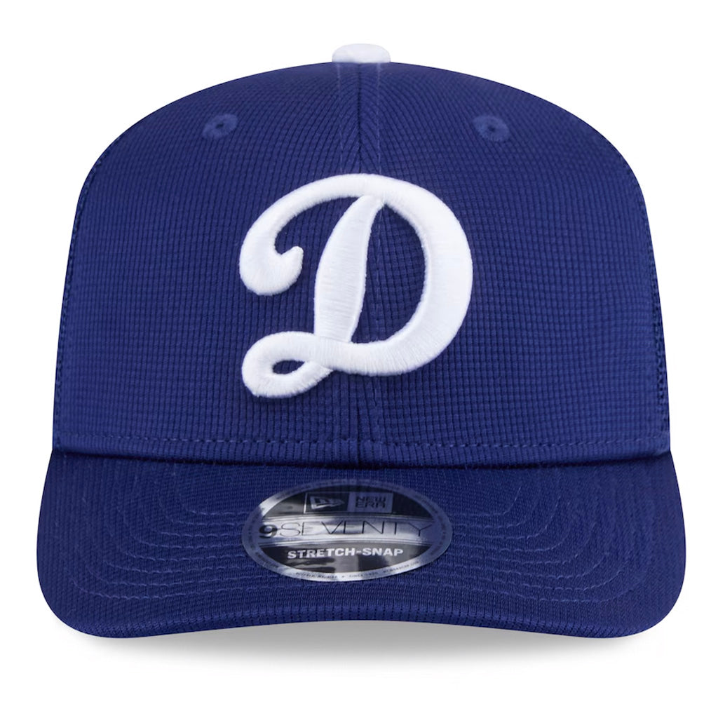 MLB Los Angeles Dodgers New Era 2025 Batting Practice 9SEVENTY Stretch-Snapback Trucker Hat - Blue