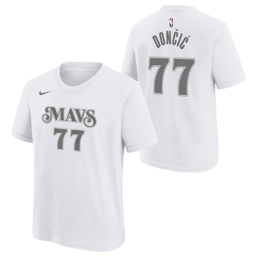 NBA Dallas Mavericks Luka Doncic Youth Nike City Edition 2024/25 Name & Number T-Shirt - White
