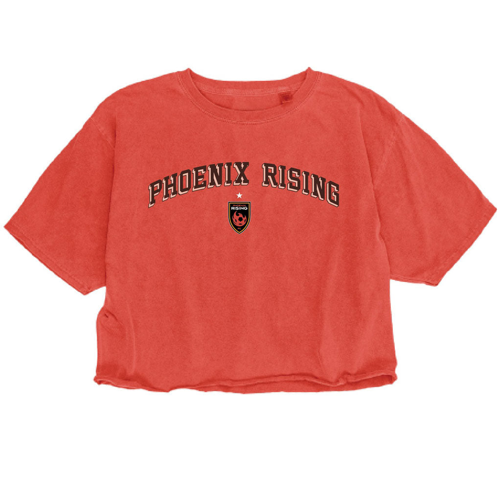 Phoenix Rising Women's Blue 84 Rare Breed Ring Spun Crop T-Shirt - Red