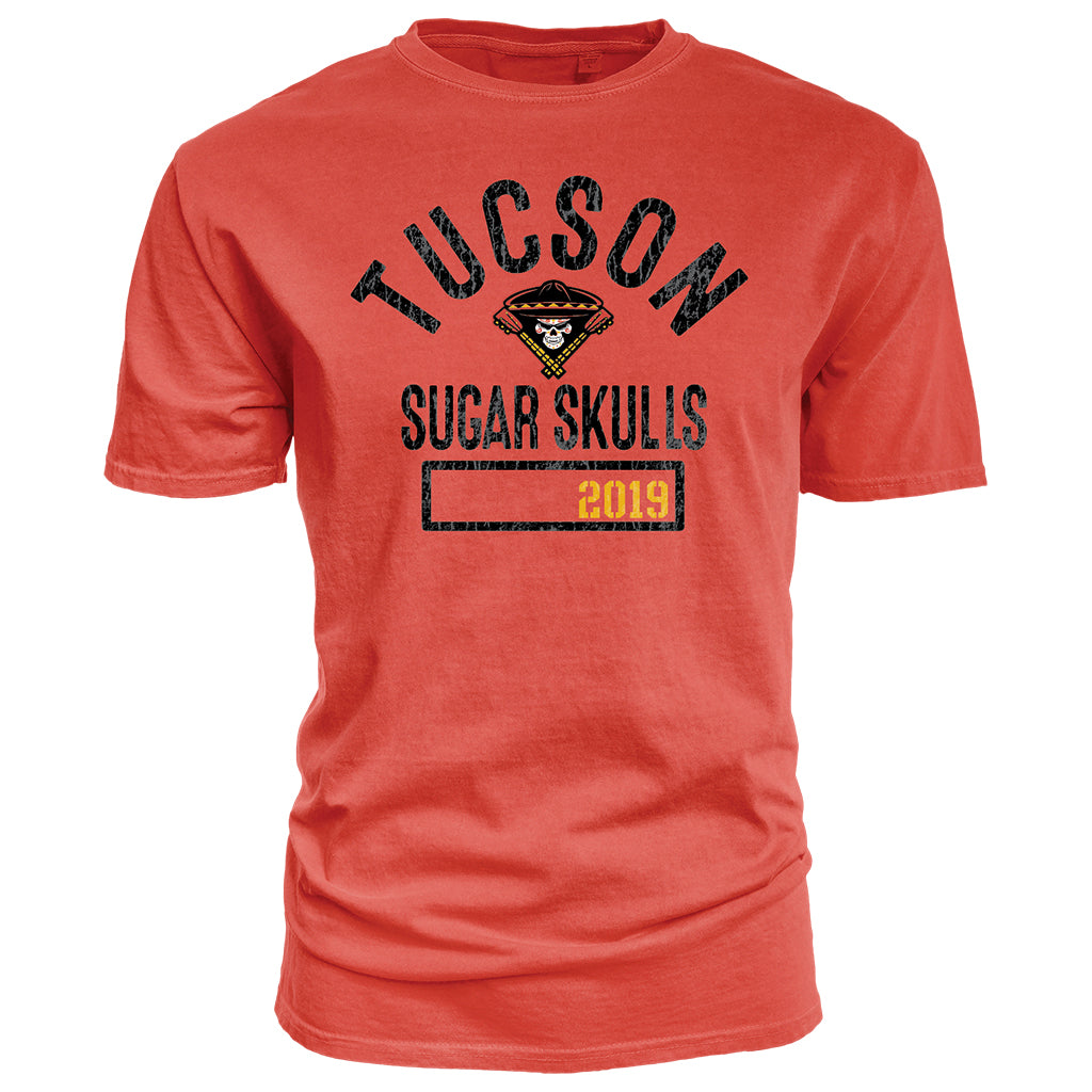 Tucson Sugar Skulls Blue 84 Titania Ringspun Tee - Red