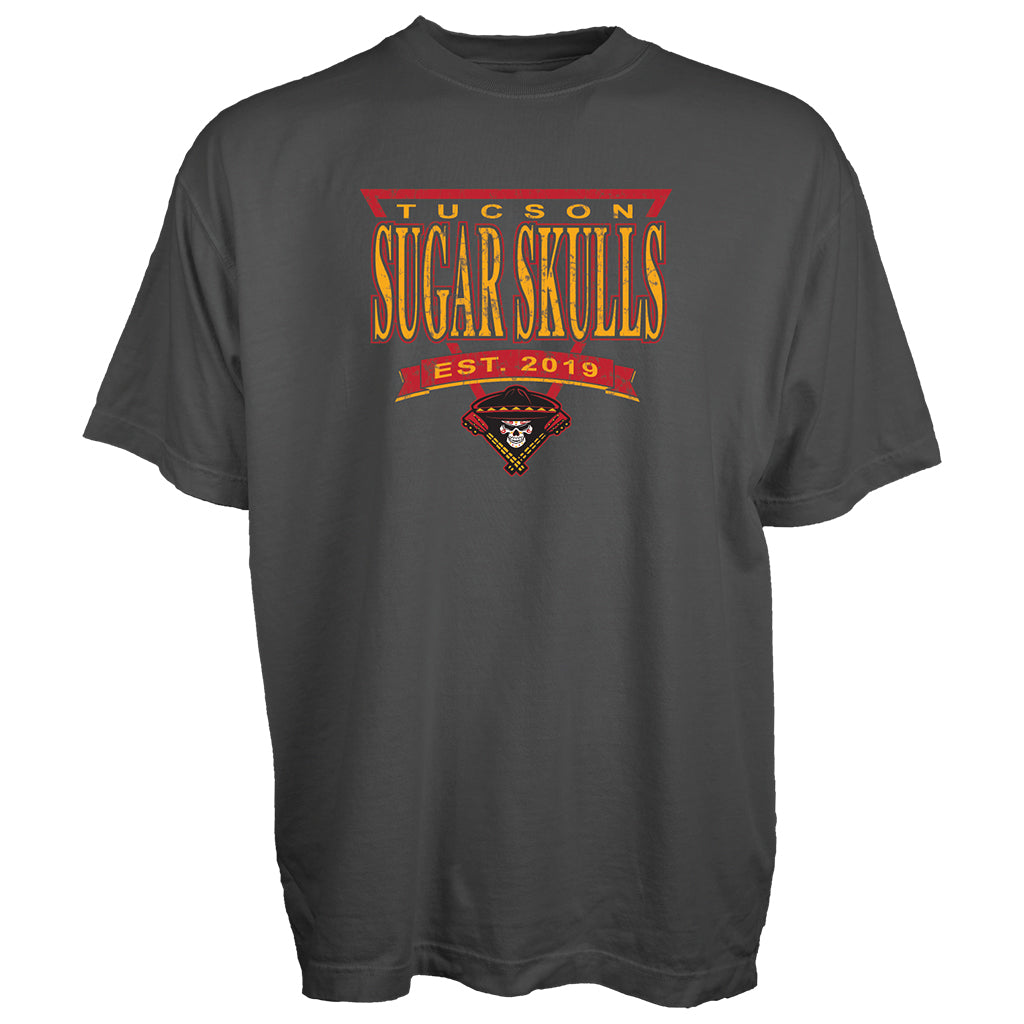 Tucson Sugar Skulls Blue 84 Nineties Heritage Tee - Black
