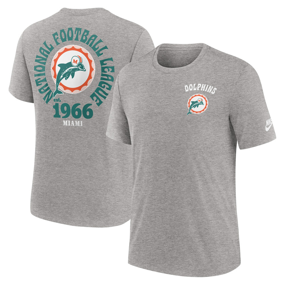 NFL Miami Dolphins Nike 2-Hit Tri-Blend T-Shirt - Gray