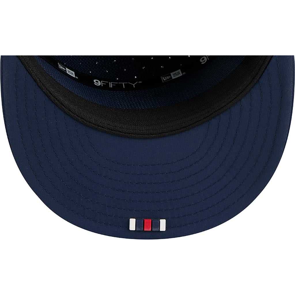 NFL New England Patriots New Era 2025 Sideline 9FIFTY Split Panel Snapback Hat - Navy