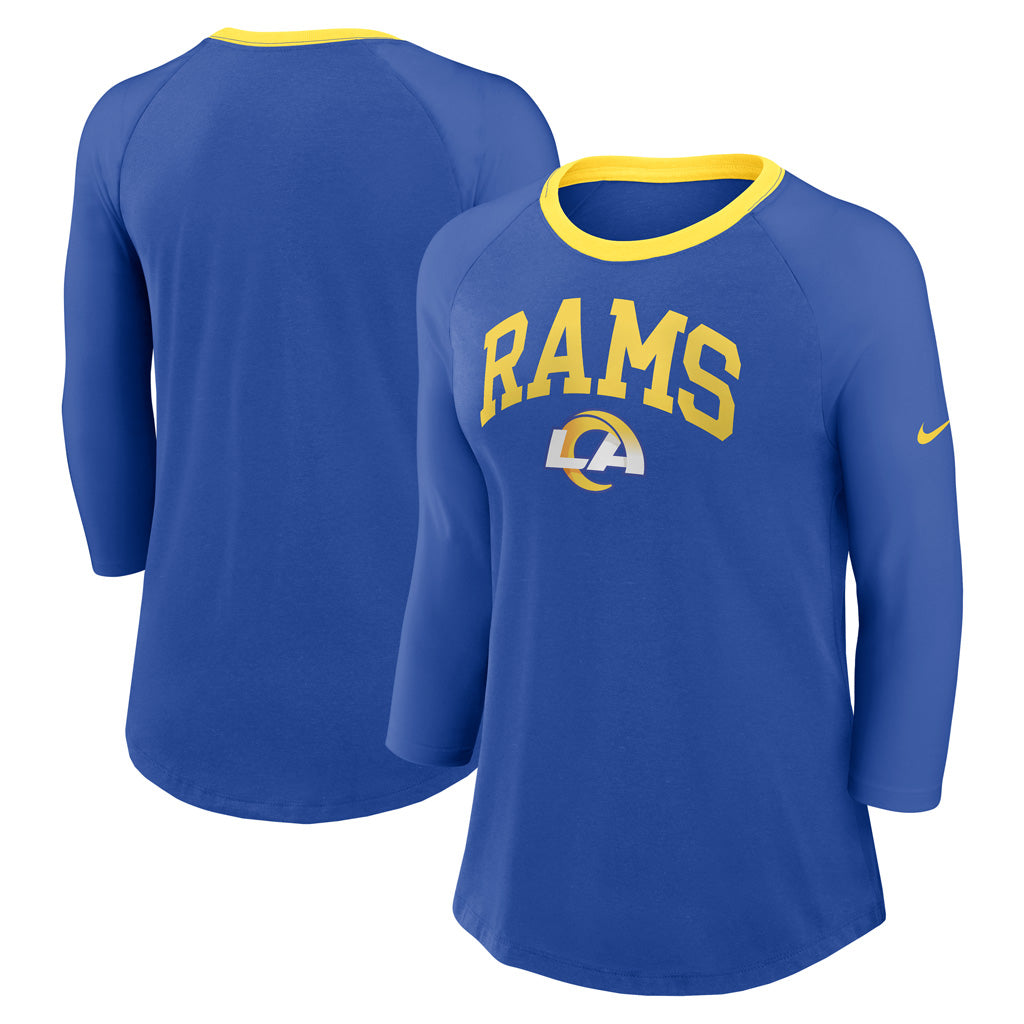 NFL Los Angeles Rams Women's Nike Fashion 3/4 Sleeve T-Shirt - Blue