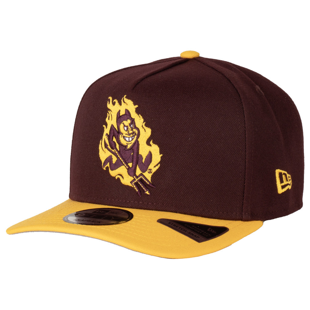 NCAA Arizona State Sun Devils New Era Sparky Flames 9FIFTY A-Frame 2-Tone Snapback - Maroon