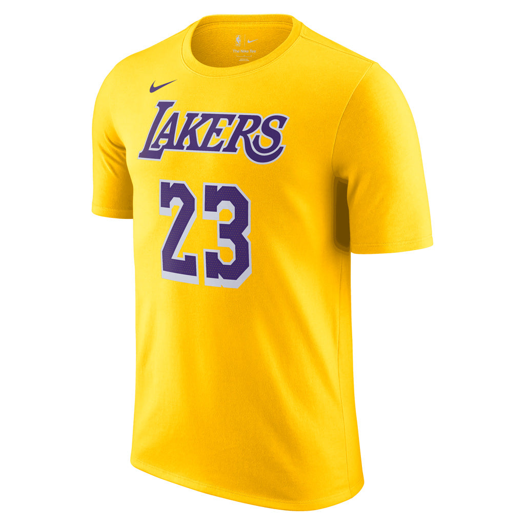 NBA Los Angeles Lakers Lebron James Nike Icon Name & Number T-Shirt - Gold