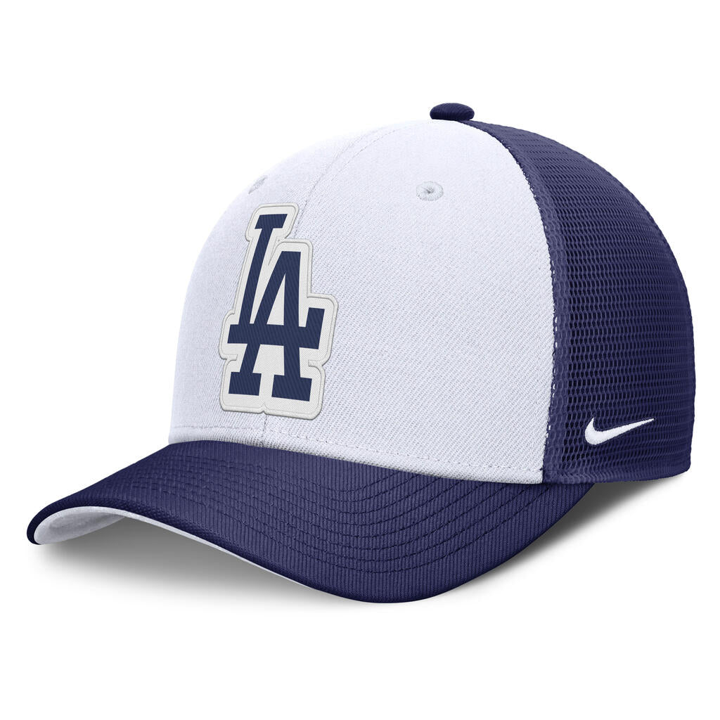 MLB Los Angeles Dodgers Nike Two-Tone Tonal Logo Trucker Snapback Hat - White