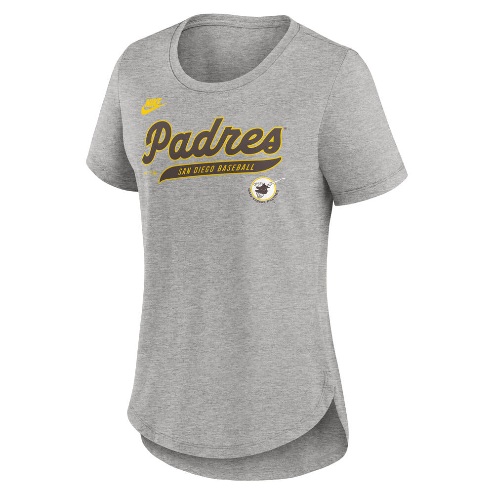 MLB San Diego Padres Women's Nike Cooperstown Tri-Blend T-Shirt - Heather Gray
