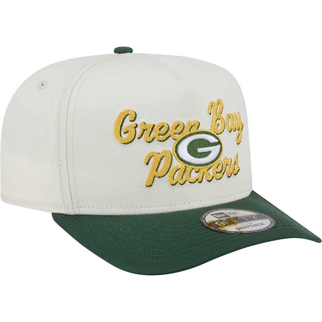 NFL Green Bay Packers New Era Chainstitch Two-Tone 9FIFTY A-Frame Snapback Hat - Cream