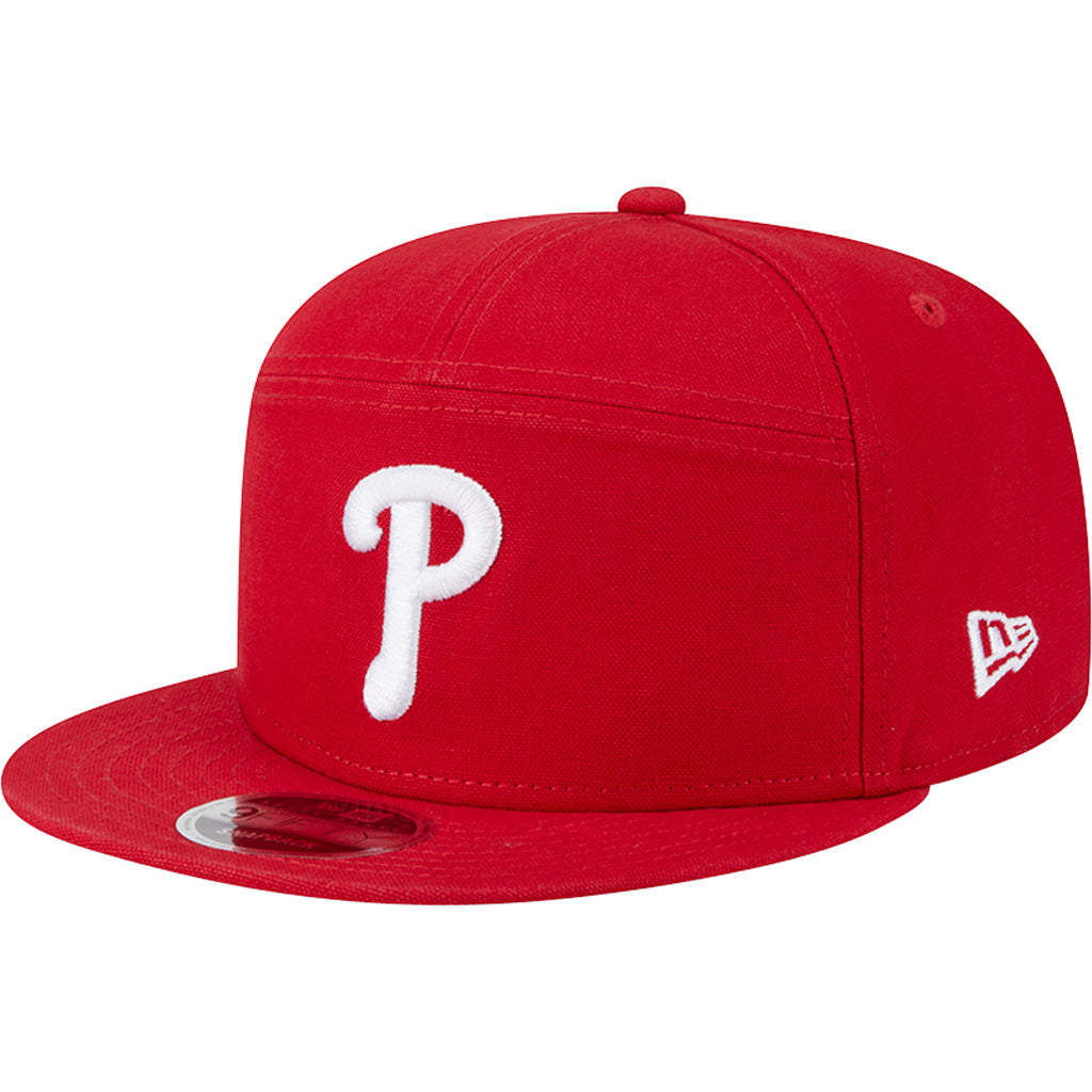MLB Philadelphia Phillies Cotton Canvas 9FIFTY Split Panel Snapback Hat - Red