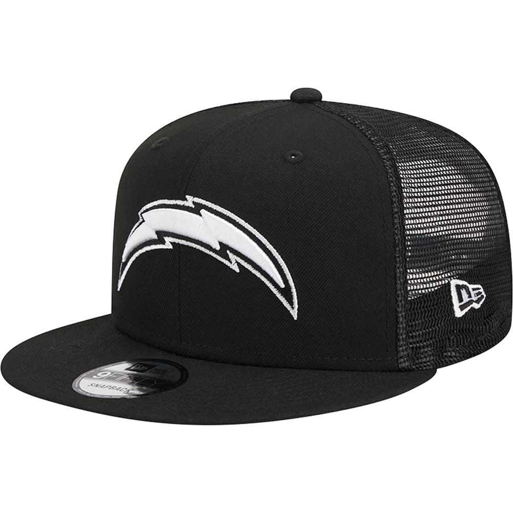 NFL Los Angeles Chargers New Era Black & White 9FIFTY Snapback Trucker Hat - Black