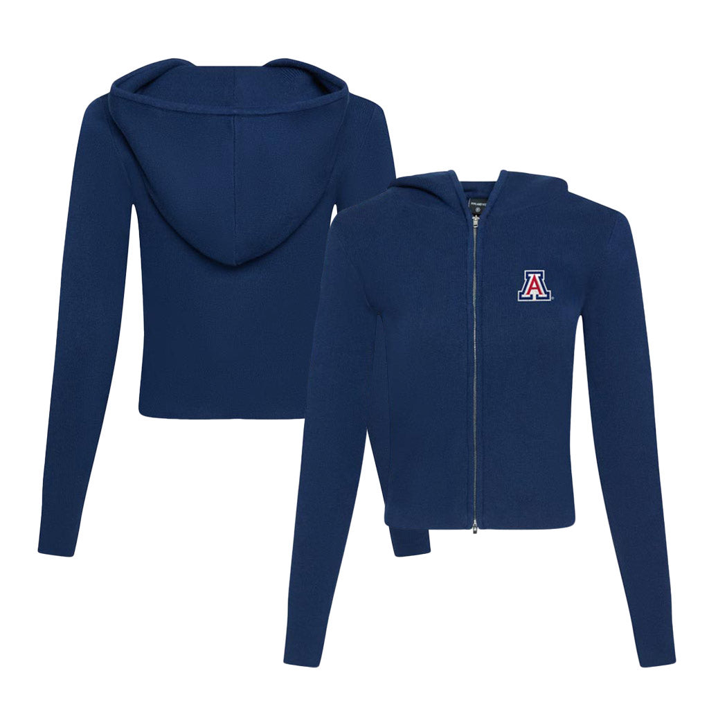 NCAA Arizona Wildcats Women's Hype & Vice Primary Rib Full Zip Crop Hoodie - Navy