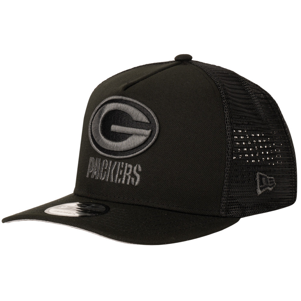 NFL Green Bay Packers New Era Black Pearl A-Frame 9FIFTY Trucker Snapback Hat