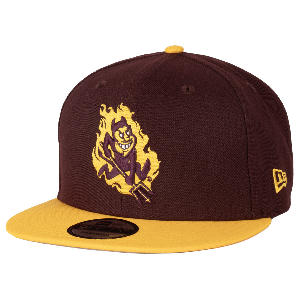 NCAA Arizona State Sun Devils New Era Sparky Flames 9FIFTY 2-Tone Snapback Hat - Maroon