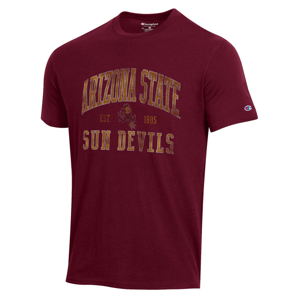 NCAA Arizona State Sun Devils Champion Stacked Distressed T-Shirt - Maroon