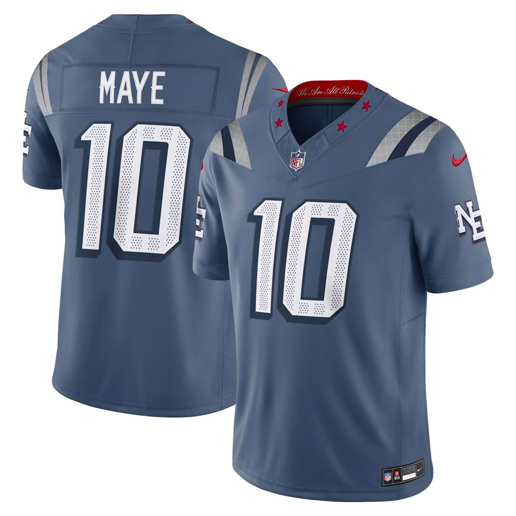 NFL New England Patriots Drake Maye Nike Rivalries Limited Jersey - Blue