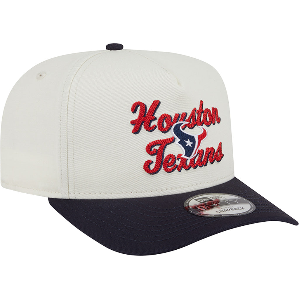 NFL Houston Texans New Era Chainstitch Two-Tone 9FIFTY A-Frame Snapback Hat - Cream