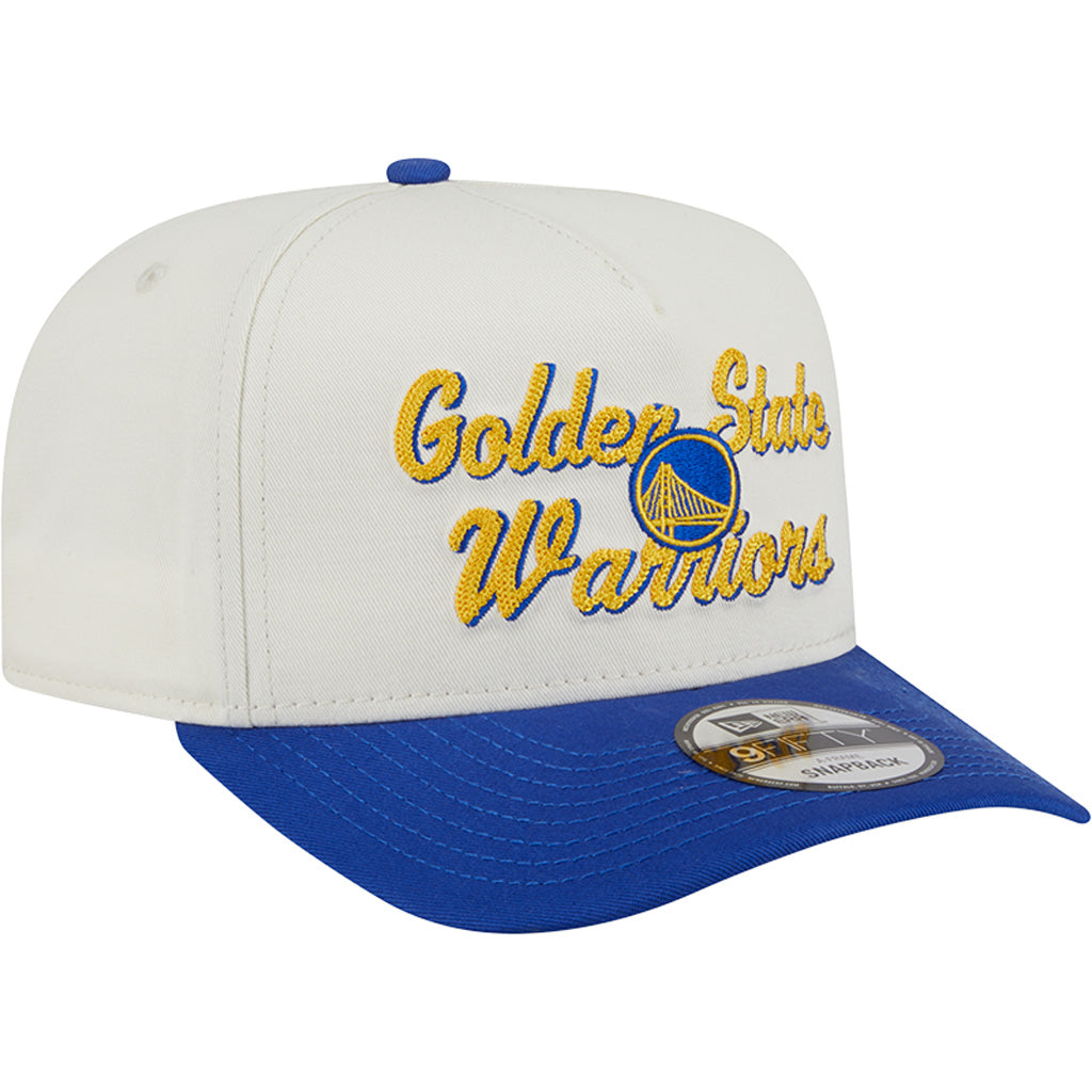 NBA Golden State Warriors New Era Chainstitch Two-Tone 9FIFTY A-Frame Snapback Hat - Cream