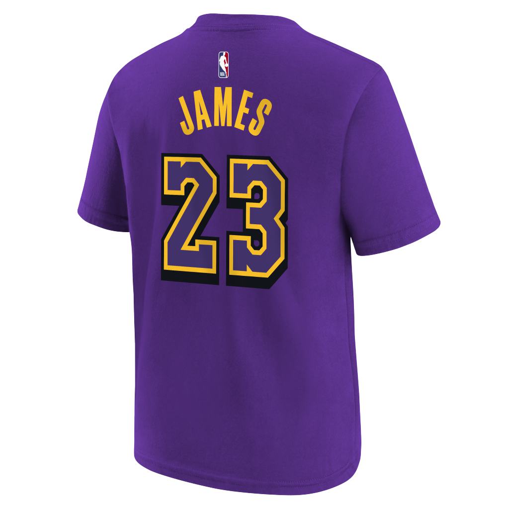 NBA Los Angeles Lakers Lebron James Youth Nike City Edition 2024/25 Name & Number T-Shirt - Purple