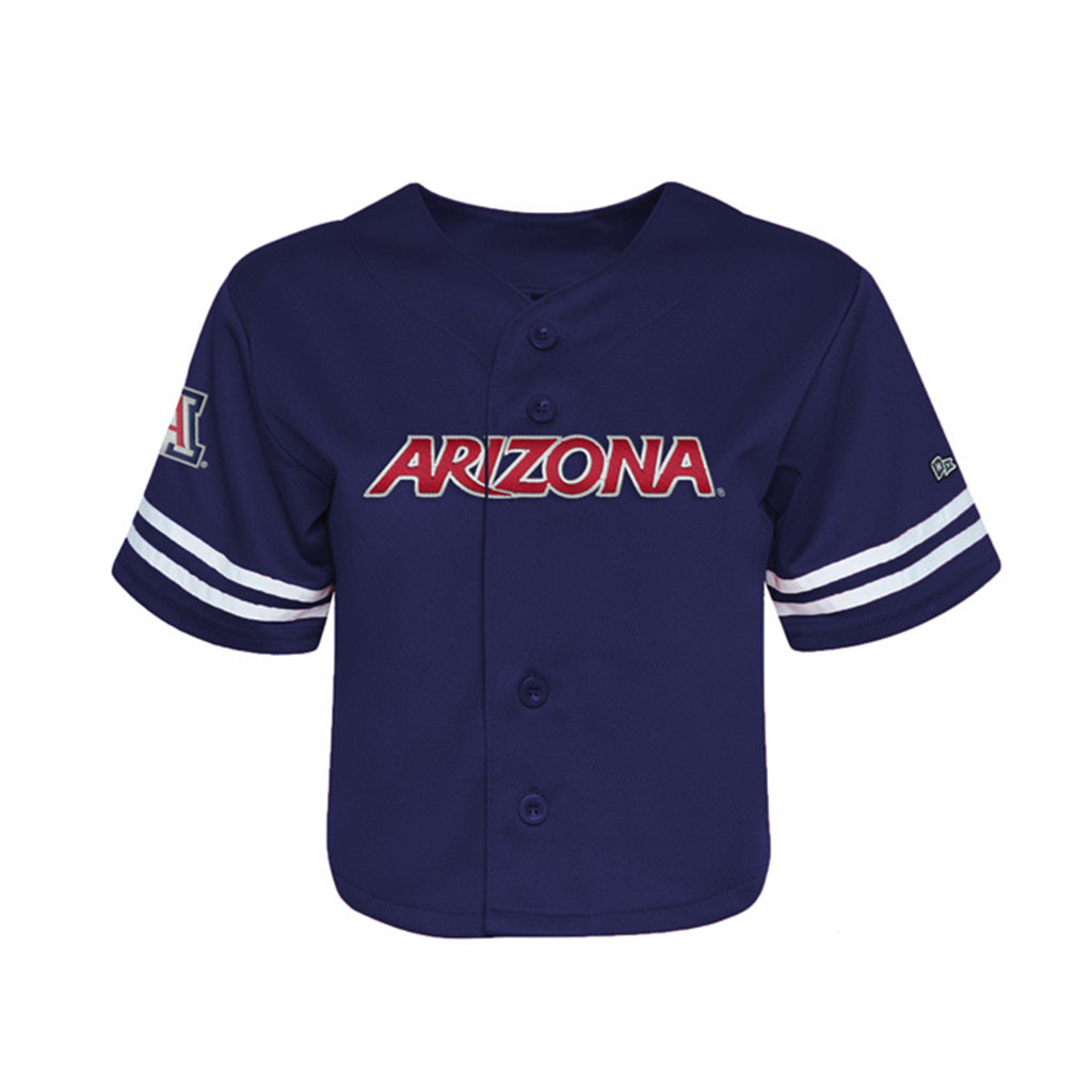 NCAA Arizona Wildcats Women's Hype & Vice Cropped Baseball Jersey Top - Navy
