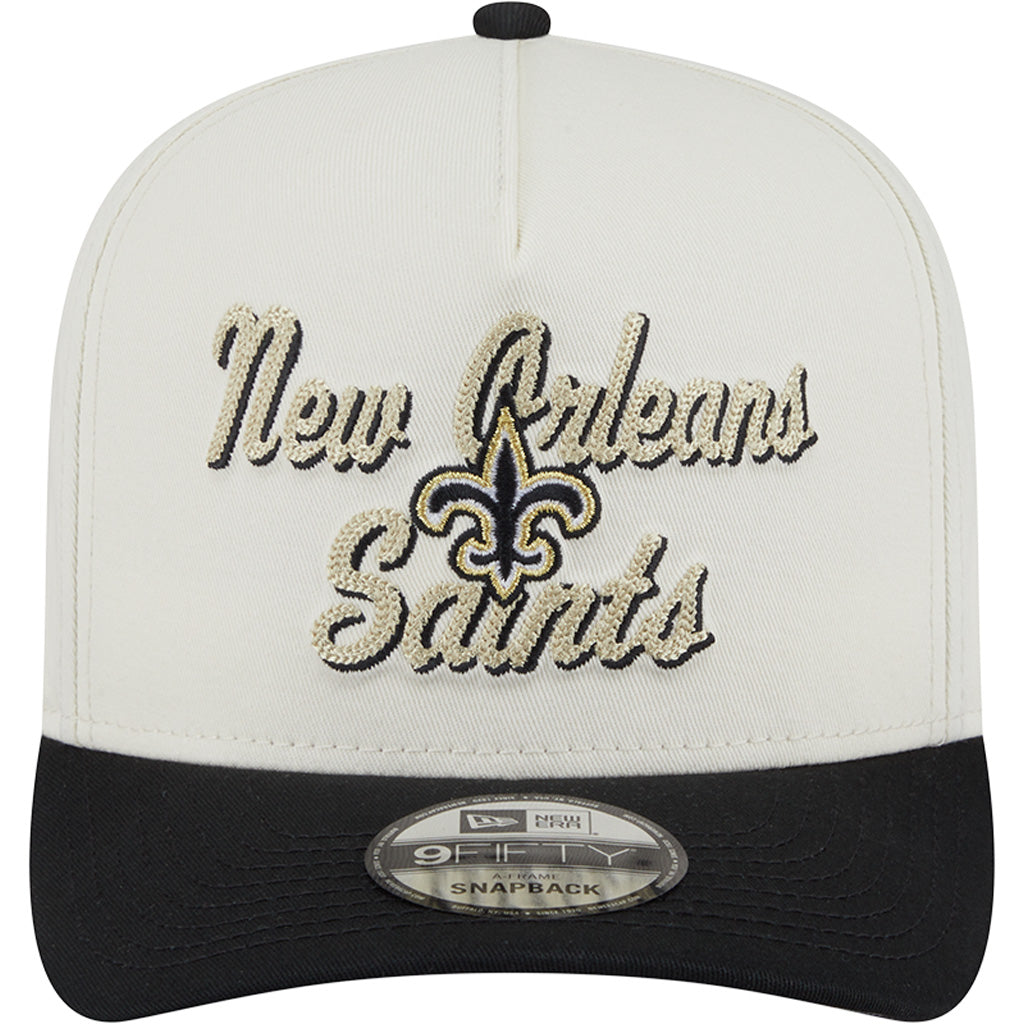 NFL New Orleans Saints New Era Chainstitch Two-Tone 9FIFTY A-Frame Snapback Hat - Cream