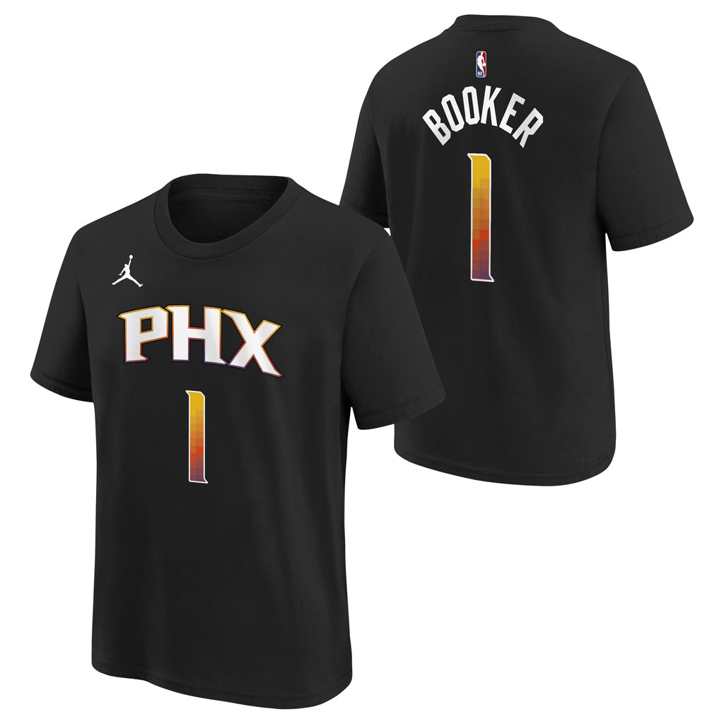 NBA Phoenix Suns Devin Booker Youth Jordan Statement Edition Name &amp; Number T-Shirt - Black