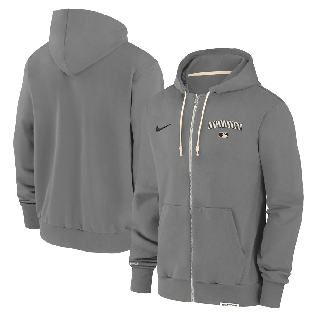 MLB Arizona Diamondbacks Nike Authentic Collection Full Zip Travel Hoodie - Heather Gray